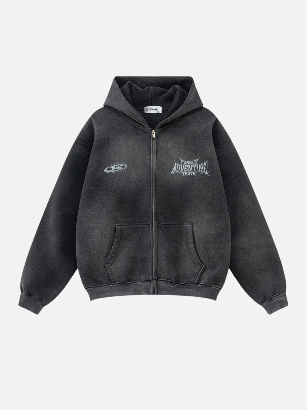 Bluza z kapturem „Pursuit of Adventure & Truth” – Oversize na zamek