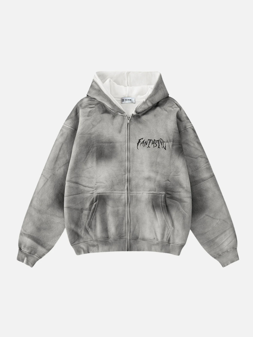 Bluza z kapturem oversize z nadrukiem na zamek FANTASTIC