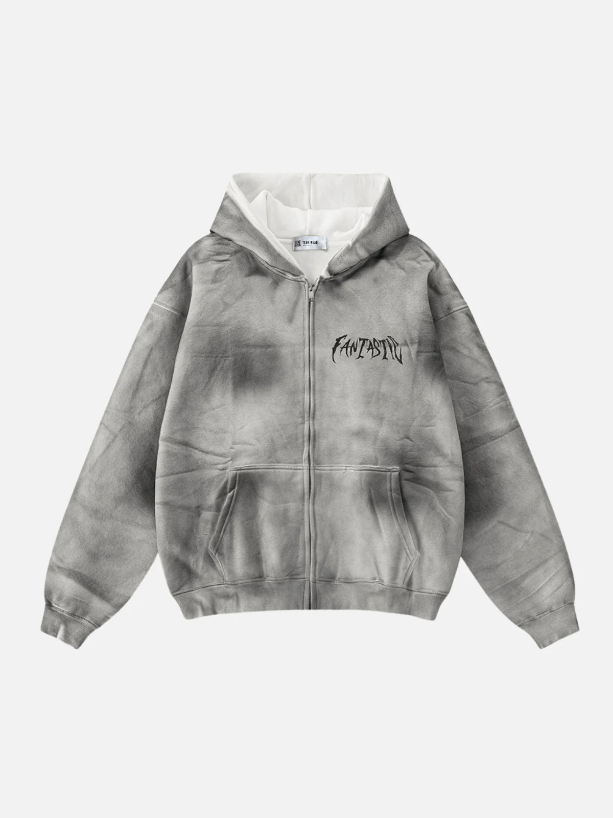 Bluza z kapturem oversize z nadrukiem na zamek FANTASTIC