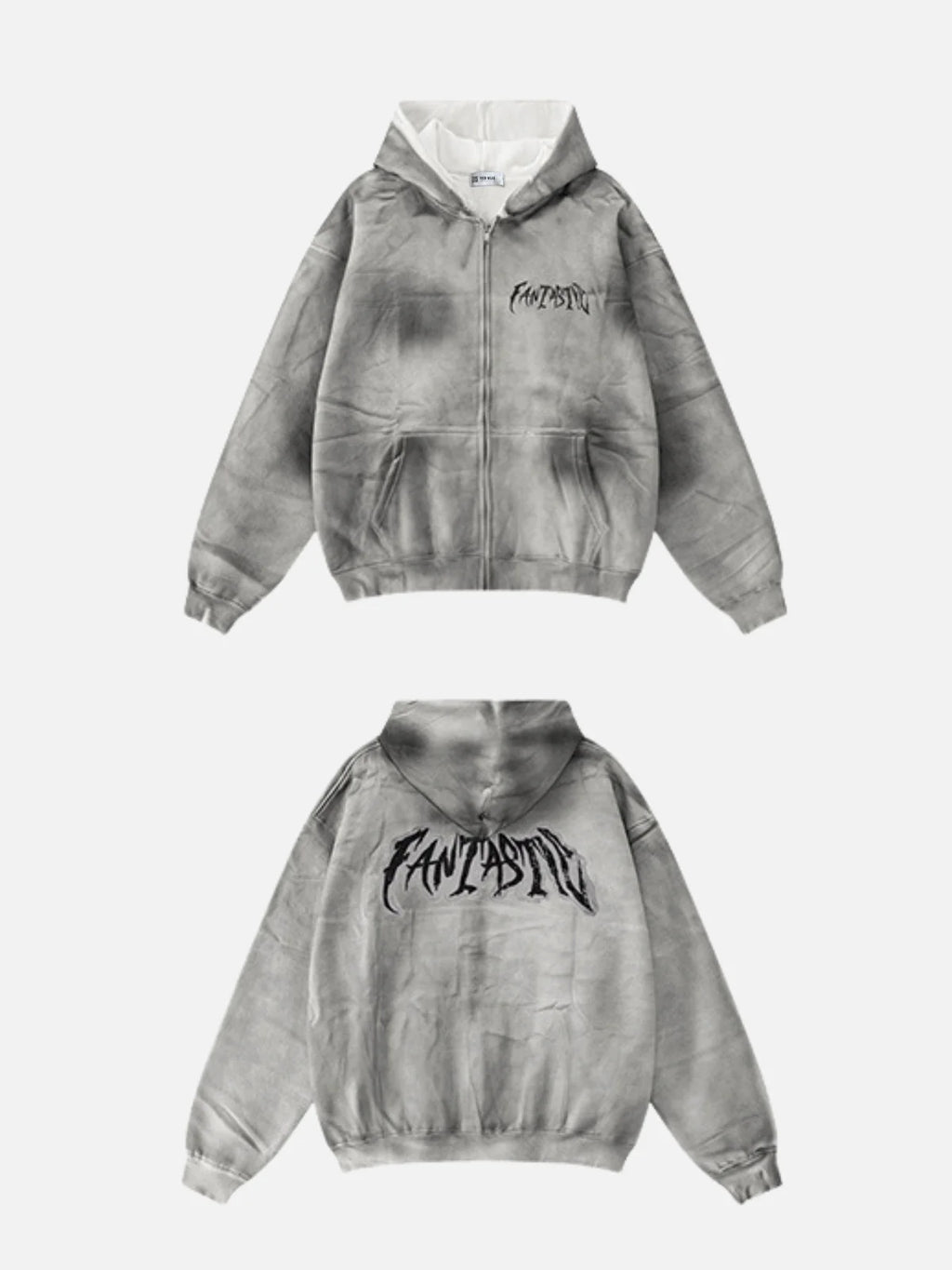 Bluza z kapturem oversize z nadrukiem na zamek FANTASTIC