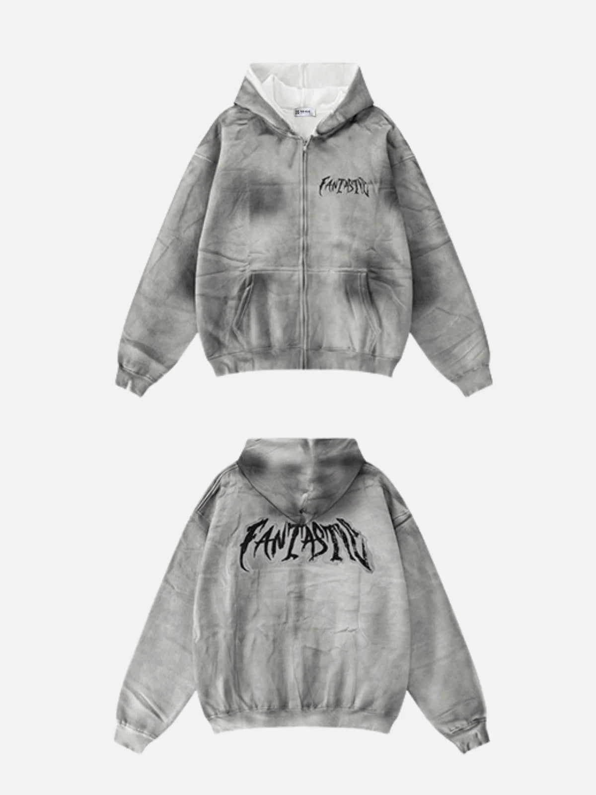 Bluza z kapturem oversize z nadrukiem na zamek FANTASTIC