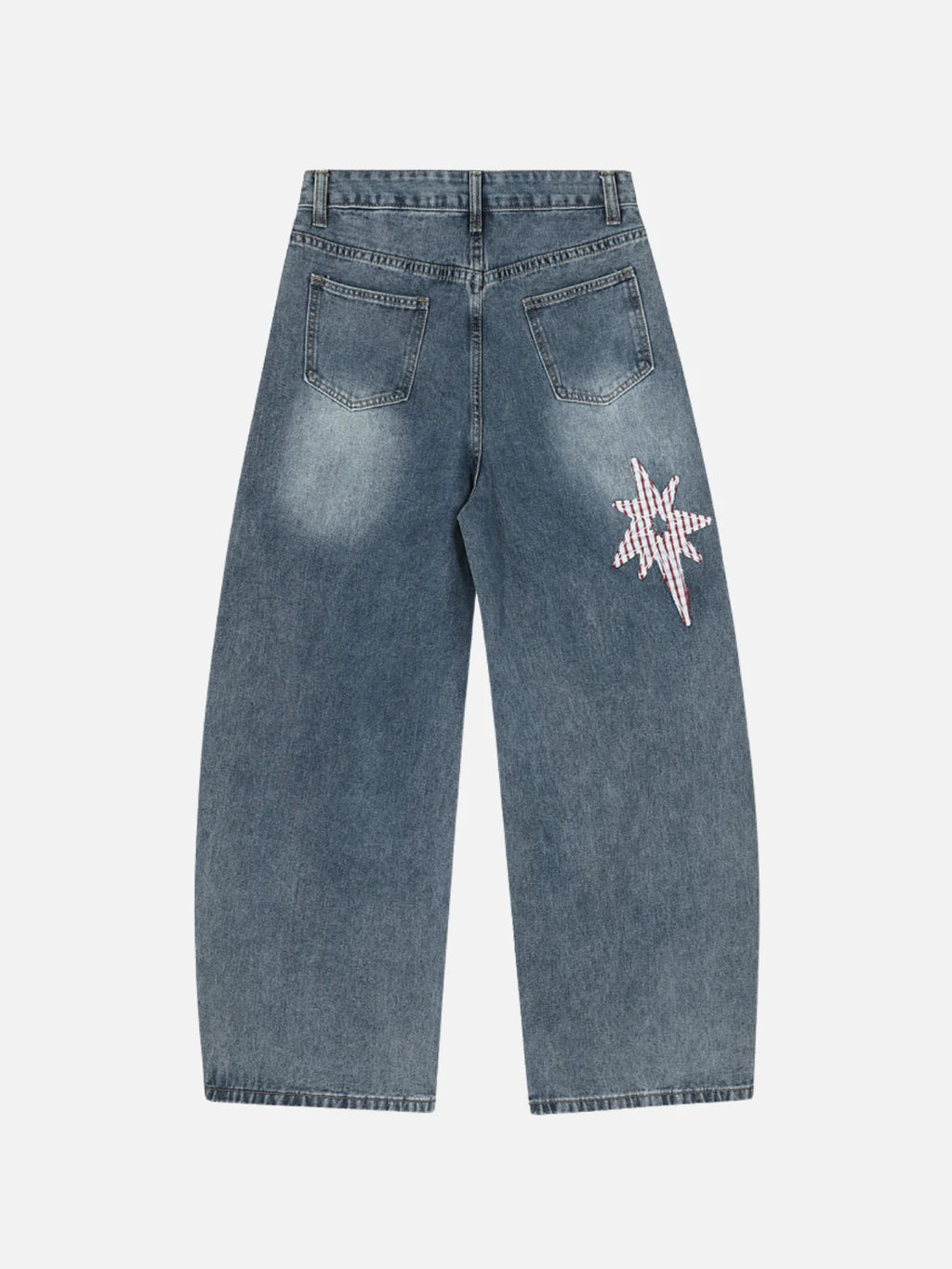 Jeansy baggy z haftem YEEHAW z denimu bawełnianego