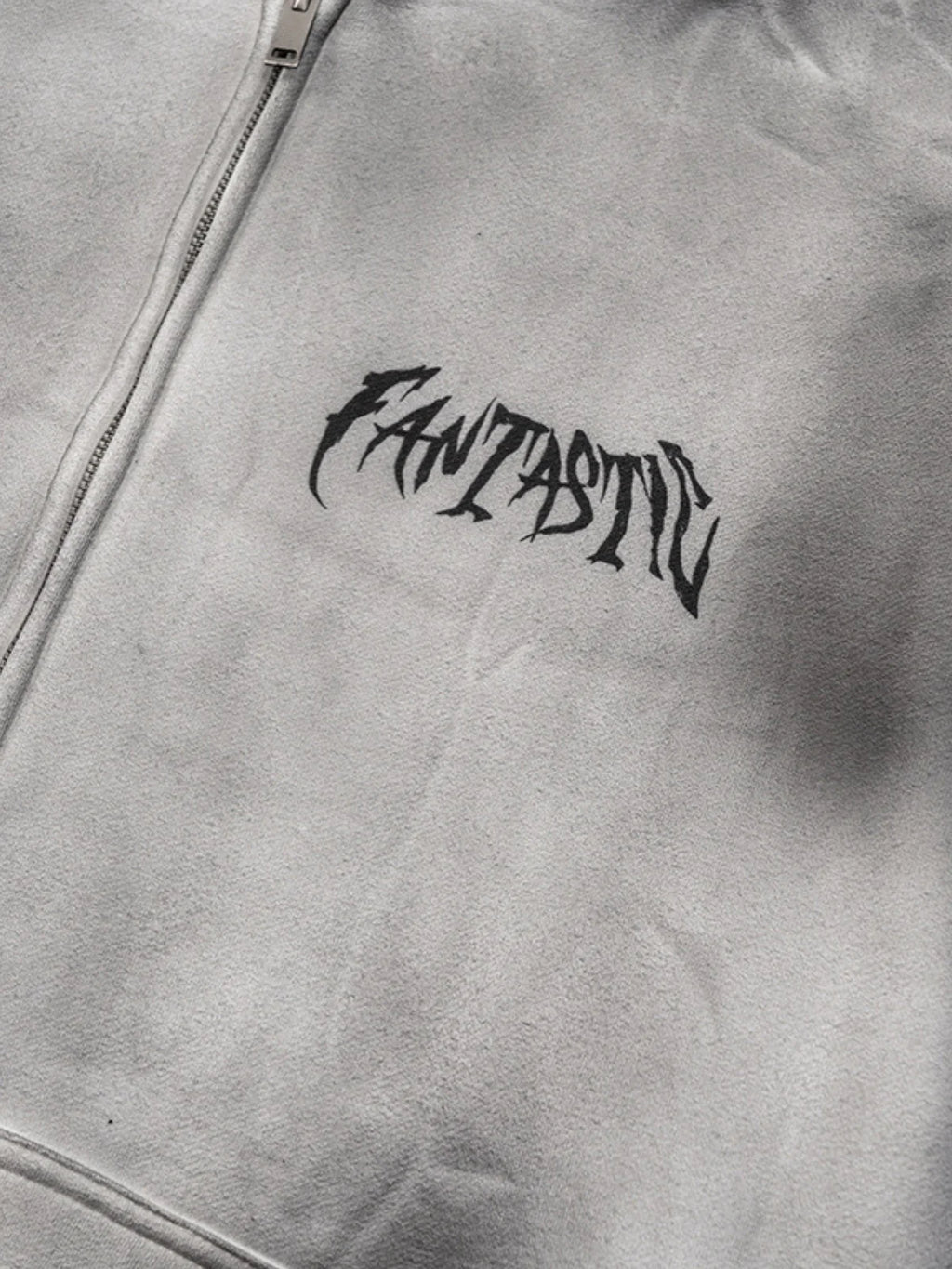 Bluza z kapturem oversize z nadrukiem na zamek FANTASTIC