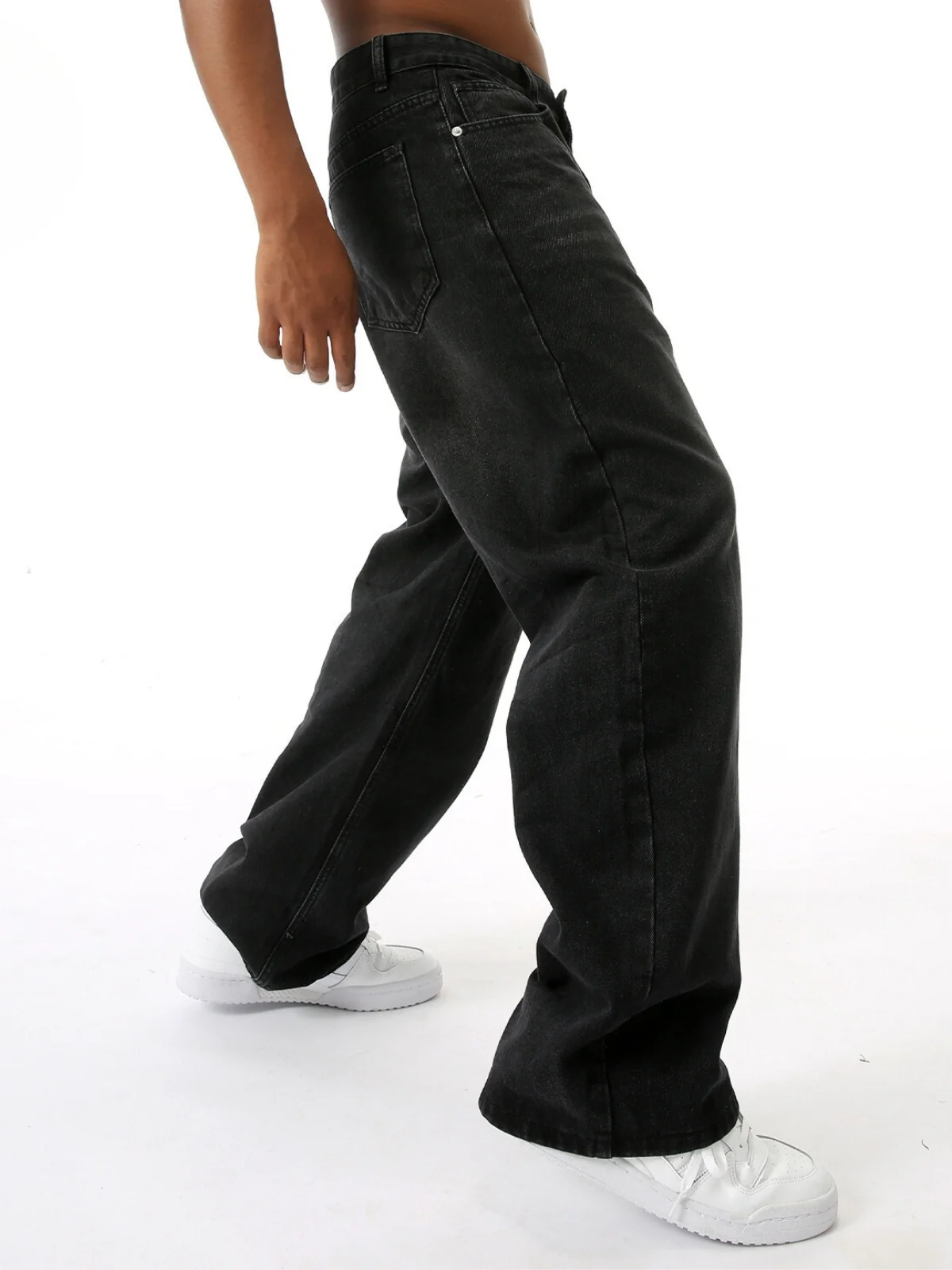 Luźne jeansy baggy z wysokim stanem denim vintage