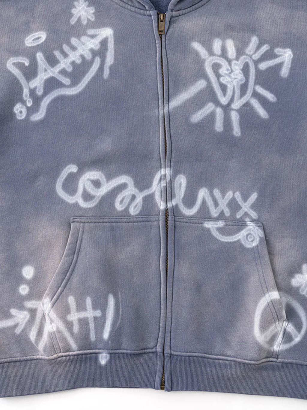 Bluza z kapturem oversize z nadrukiem SYMBOLIKA na zamek