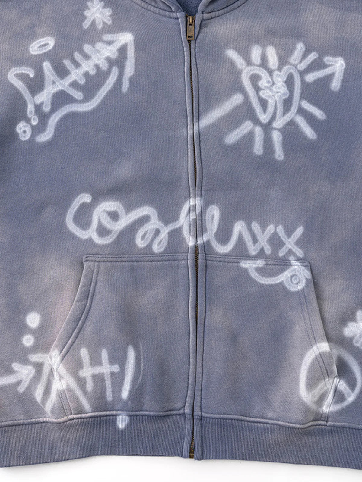 Bluza z kapturem oversize z nadrukiem SYMBOLIKA na zamek