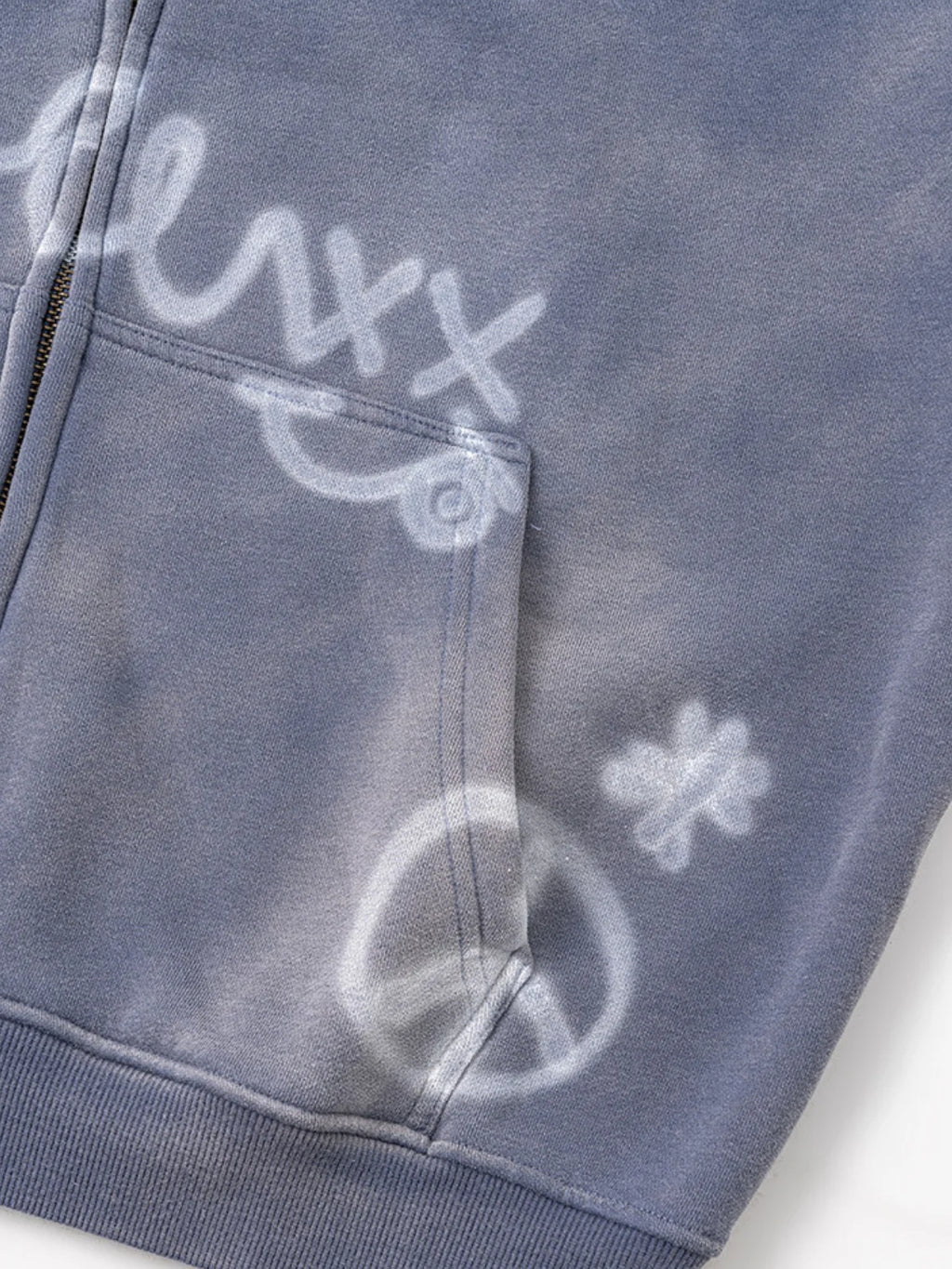 Bluza z kapturem oversize z nadrukiem SYMBOLIKA na zamek