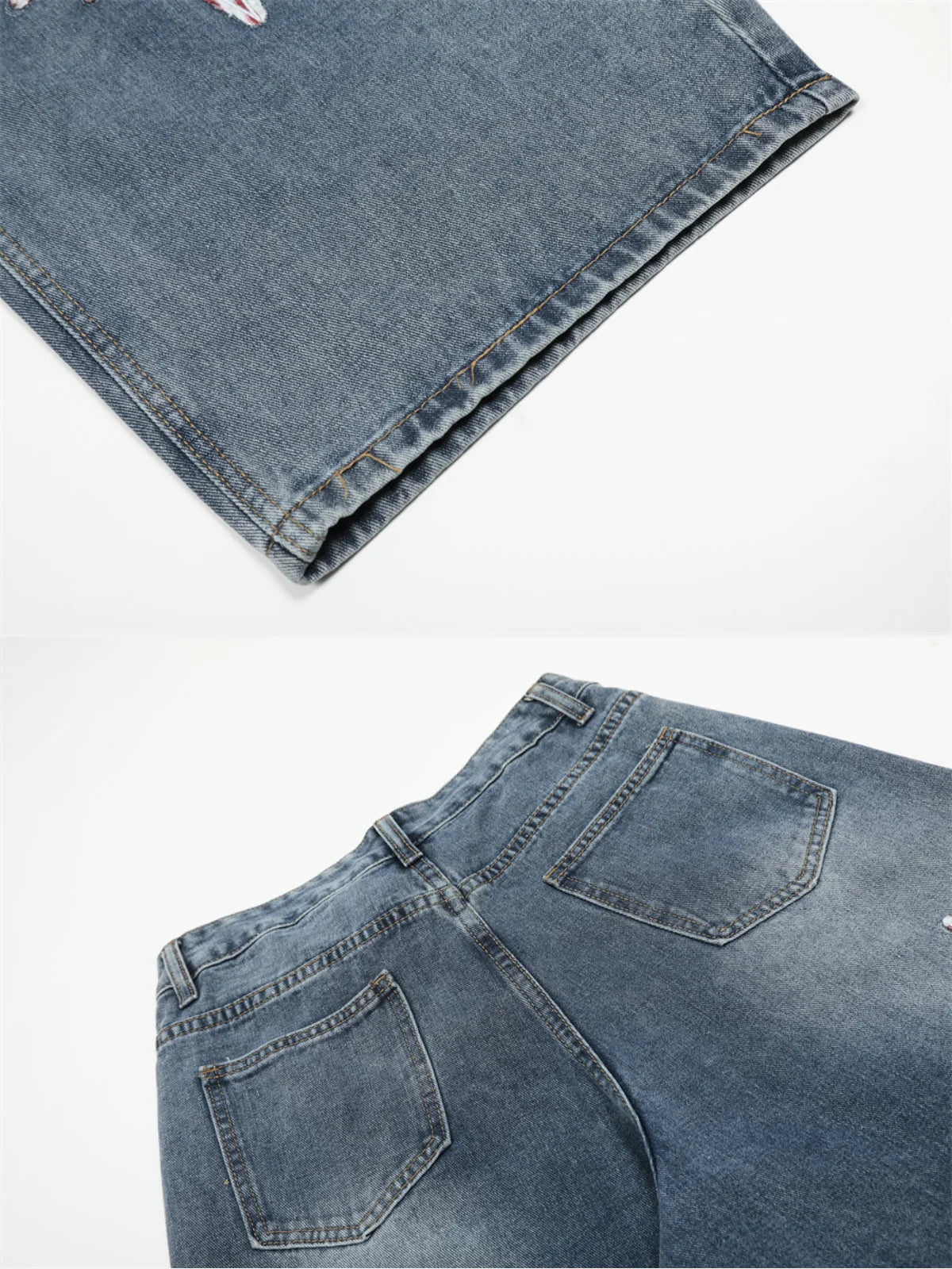 Jeansy baggy z haftem YEEHAW z denimu bawełnianego